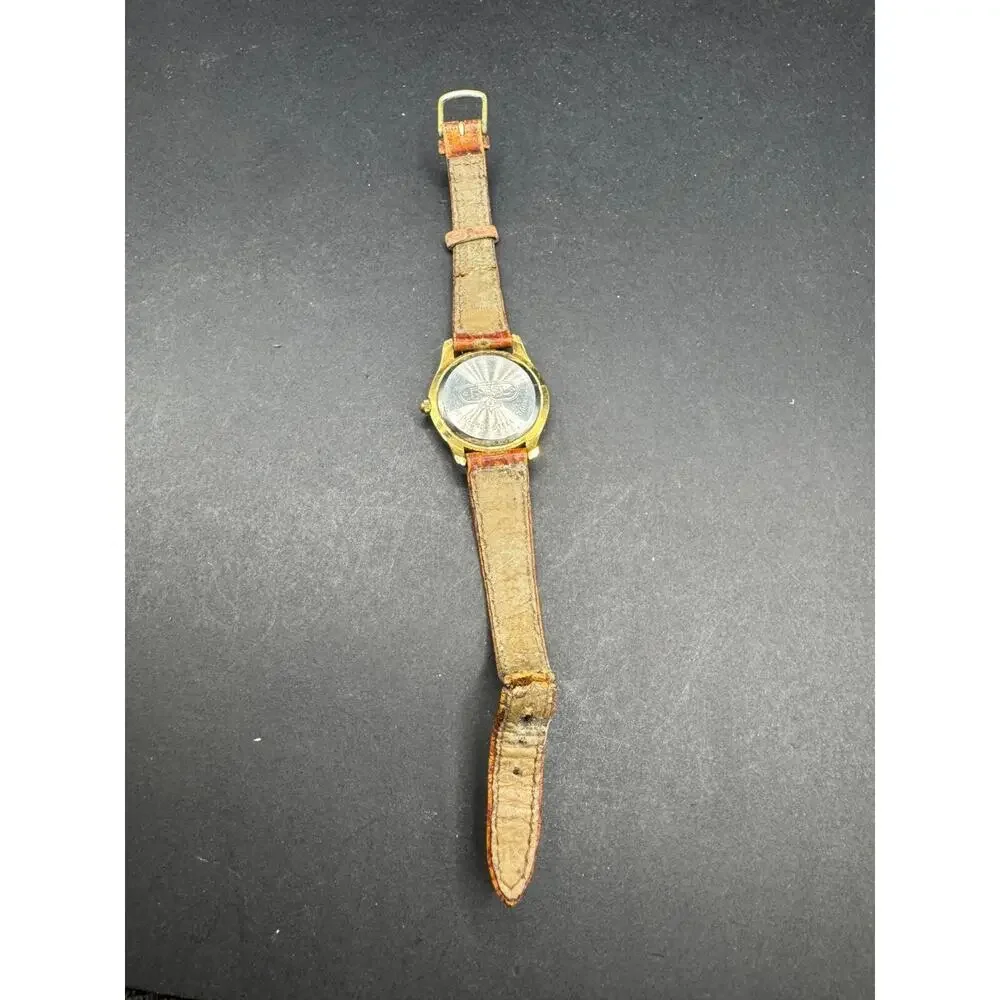 Vintage Fossil Collection Quartz Retro-Age Watch Gold Tone Brown Leather Strap